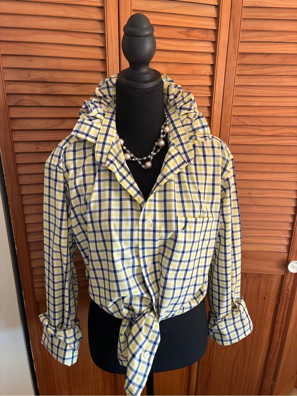 Nautica Yellow and Blue Checked Button-Down Shirt